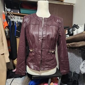 White House Black Market Deep Purple Leather Jacket